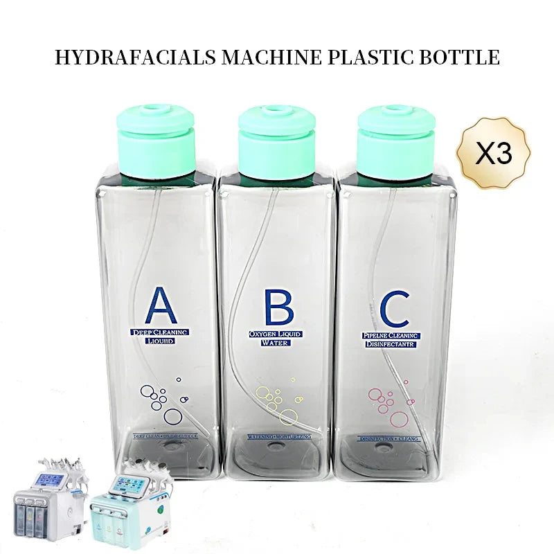 3-Pack Dermabrasion Replacement Bottles – Hydro Beauty Machine Skincare Machine Bottles PLUSH ABC Bottles 500 ml Plastic