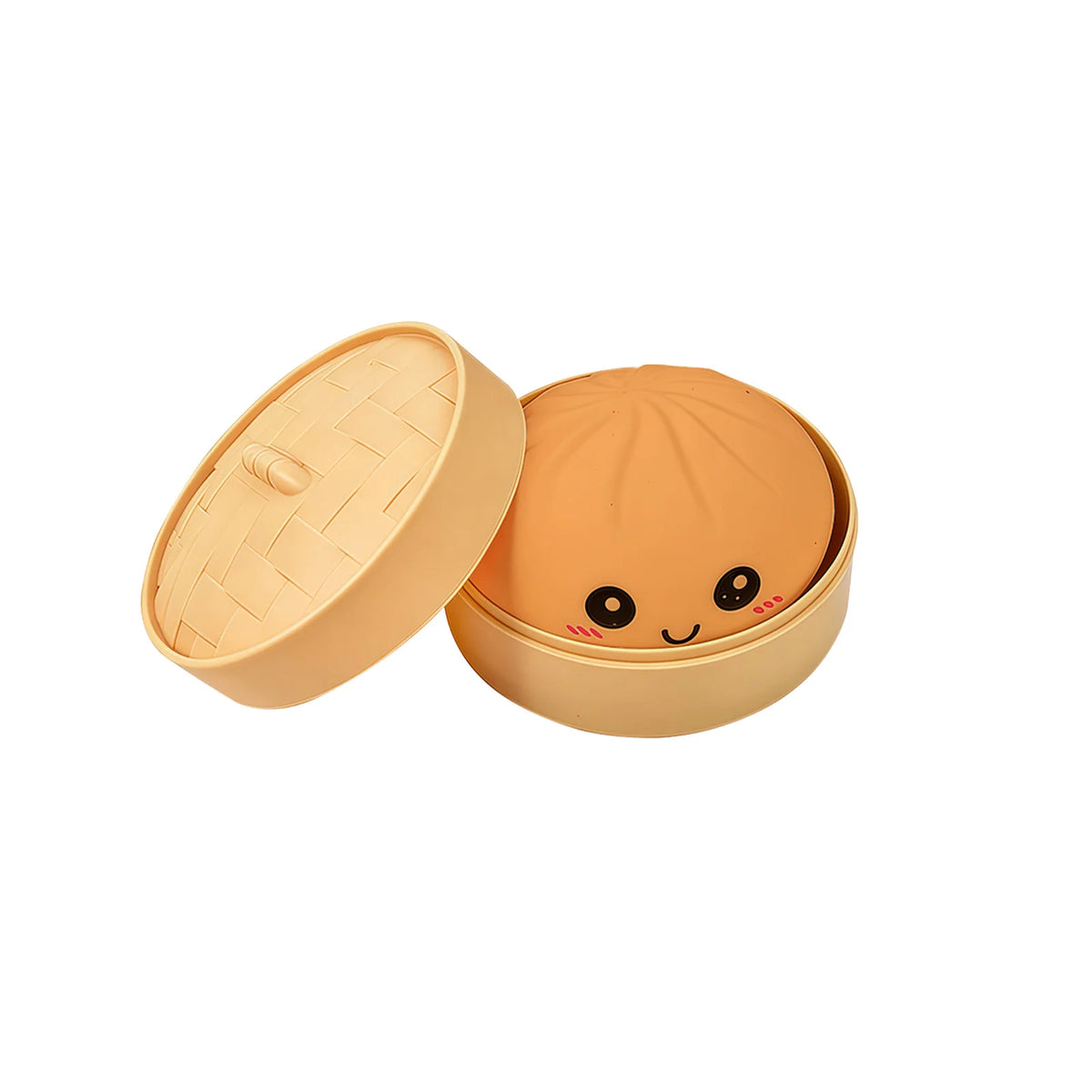 Kawaii Dumpling Squeeze Toy with Steamer – Squishy Dough Ball Squishy Fidget Toy PLUSH B Orange