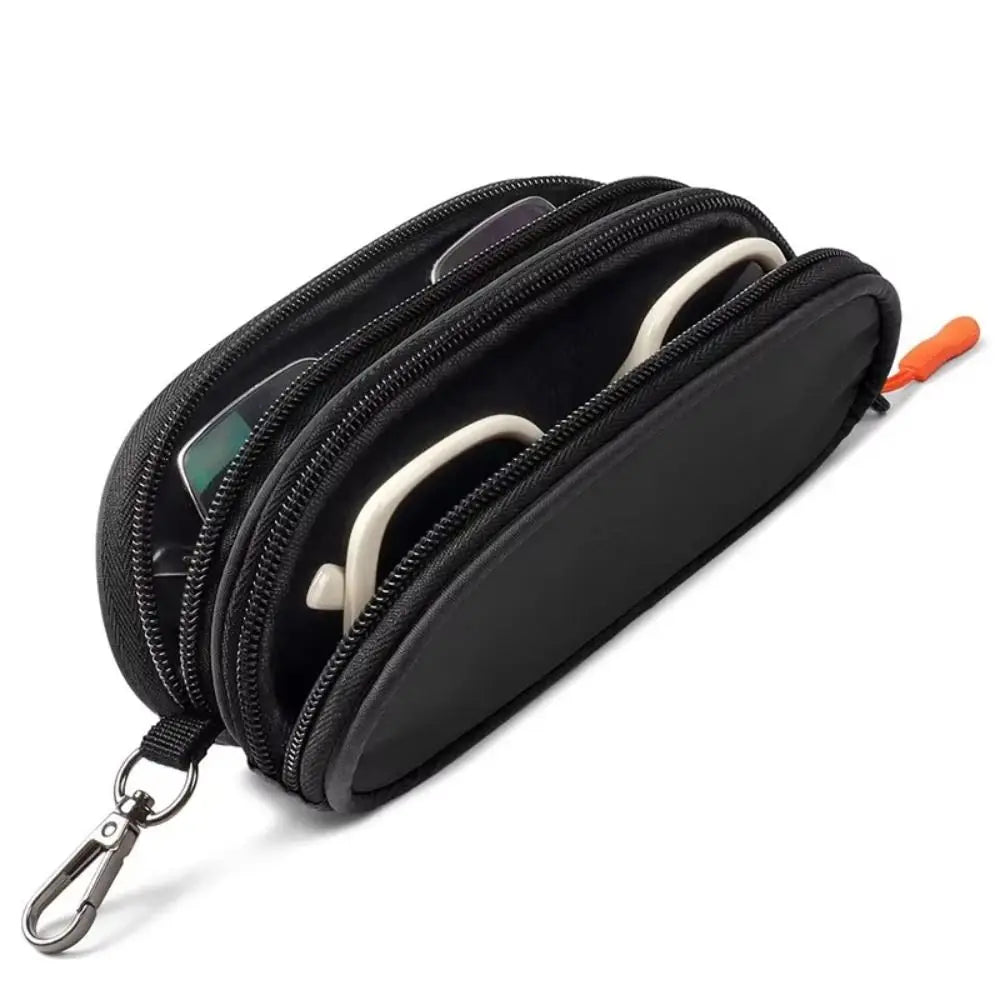 Double-Layer Eyewear Organizer Bag with Key Ring – 2 Slots Eyewear Organizer Bag PLUSH