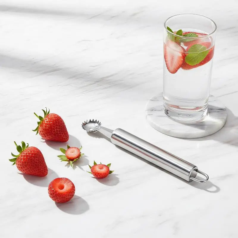 Stainless Steel Fruit Huller & Stem Remover | Strawberry Tomato Fruit Huller Tool PLUSH