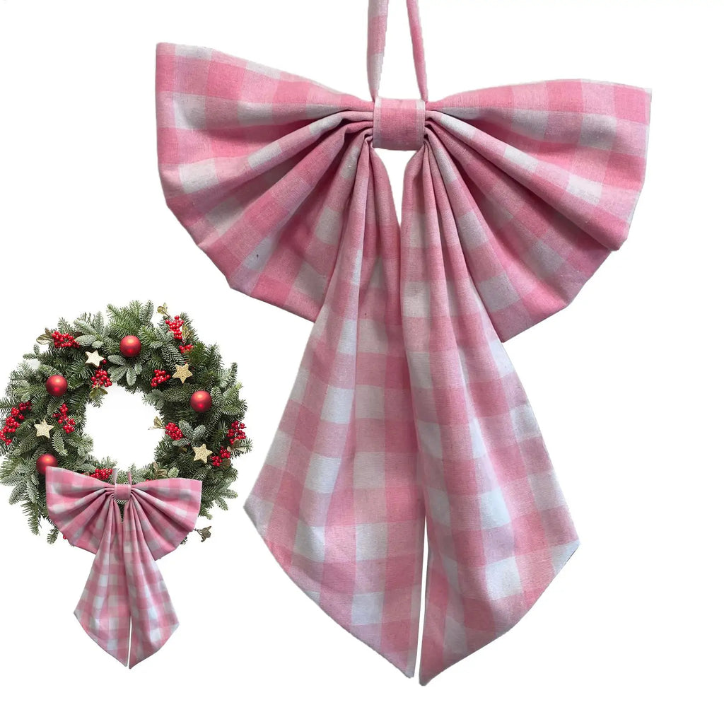 Large Christmas Bow Wreath Topper – Door & Wall Décor 1pc Christmas Bow Decor PLUSH