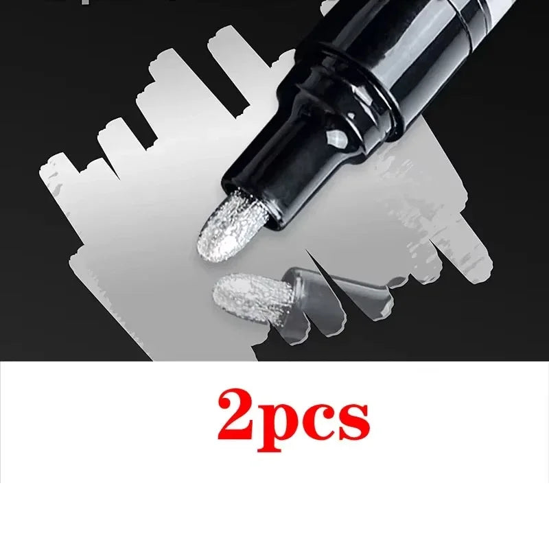 Chrome Mirror Marker Pen 2mm – Gold & Silver Reflective Paint Metallic Paint Marker PLUSH 2pcs silver