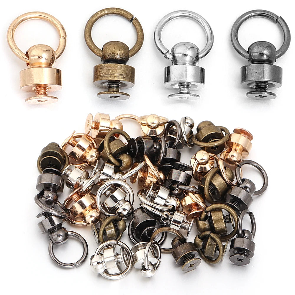 5 Sets Brass Rotary Screw Rivets with O-Ring Studs | Leather Craft Leather Craft Rivets PLUSH