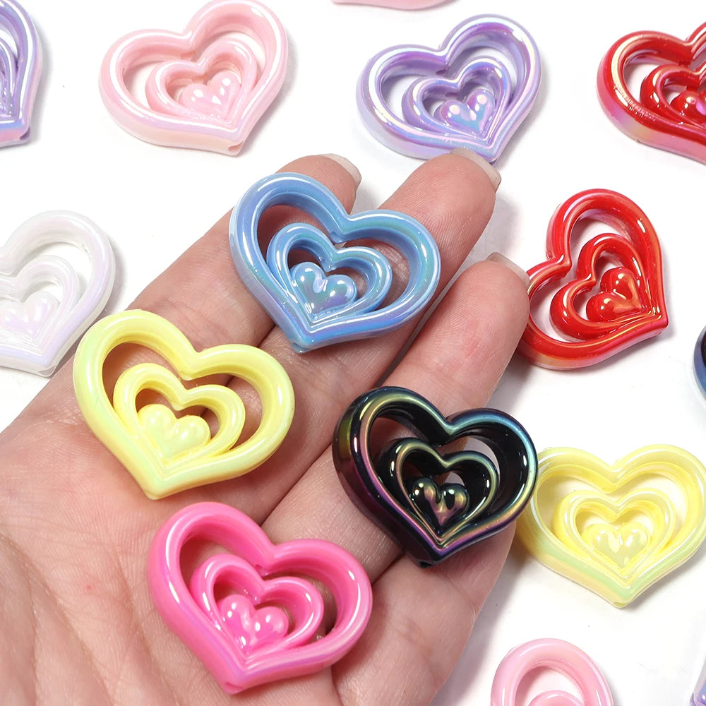 5pcs AB Hollow Heart Acrylic Spacer Beads – DIY Jewelry Making Acrylic Spacer Beads PLUSH