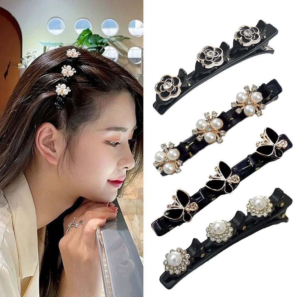 4pcs Pearl Flower Hair Clips – Handmade Barrettes for Women Hair Barrette Set PLUSH
