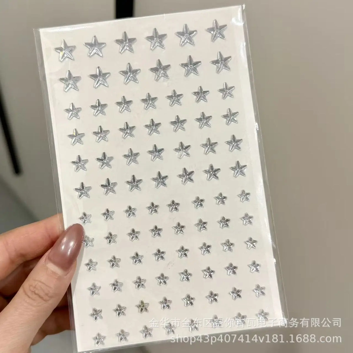 Star Rhinestone Face Gem Stickers – Festival Glam | 1 Sheet Face Gem Stickers PLUSH silver white 88Pcs
