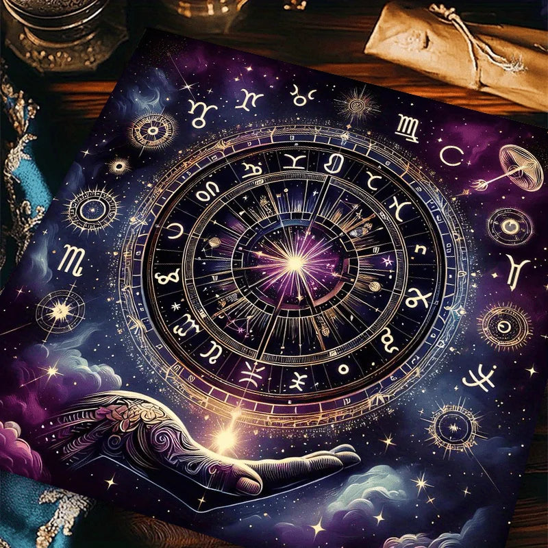 Tarot Card Altar Cloth – Celestial Zodiac Divination Mat Altar Tablecloth PLUSH