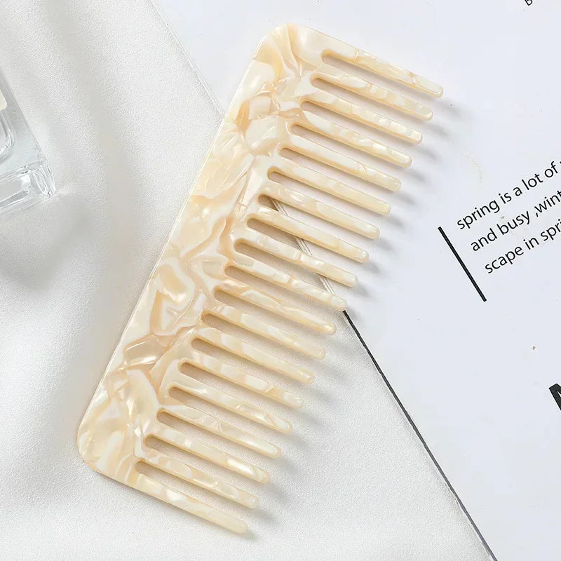 Wide Tooth Acetate Hair Comb – Anti-Static Styling Massage Hair Styling Comb PLUSH YELLOW