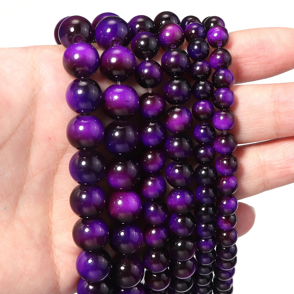 Purple Tiger Eye Glass Spacer Beads 6/8/10mm – DIY Jewelry Glass Spacer Beads PLUSH