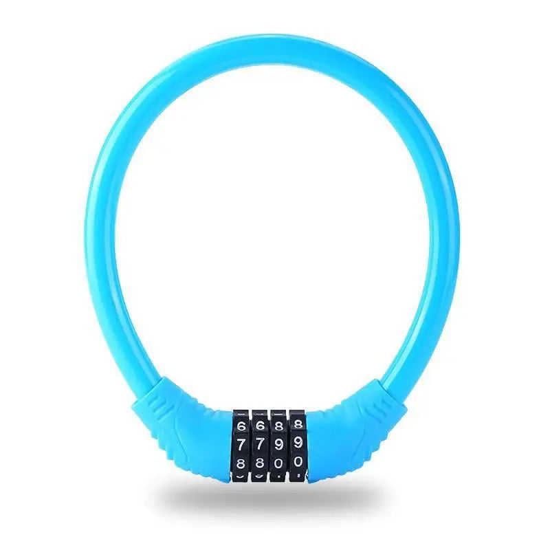 4-Digit Combination Bicycle Cable Lock – Portable Steel Security Bicycle Cable Lock PLUSH Blue