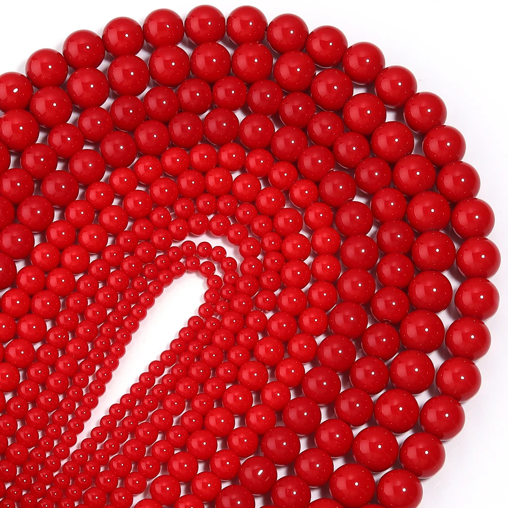 Red Coral Stone Round Spacer Beads 4–12mm | DIY Jewelry Stone Spacer Beads PLUSH