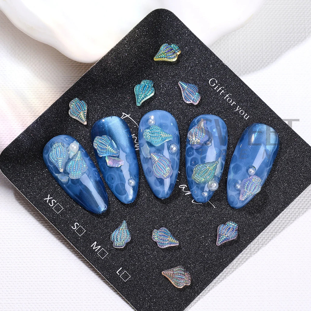 Iridescent Conch Resin Nail Charms Aurora Shell 20/50pcs Nail Art Charms PLUSH