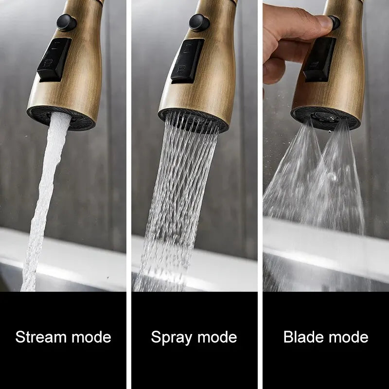 Pull Out Kitchen Faucet Antique Bronze Single Handle | EL9021 Kitchen Faucet PLUSH