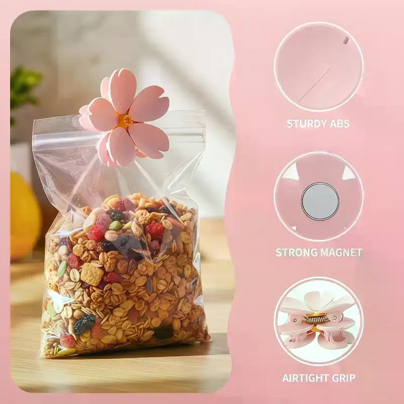 Cherry Blossom Magnetic Fridge Seal Clip | Snack Bag Clip Magnetic Bag Clip PLUSH