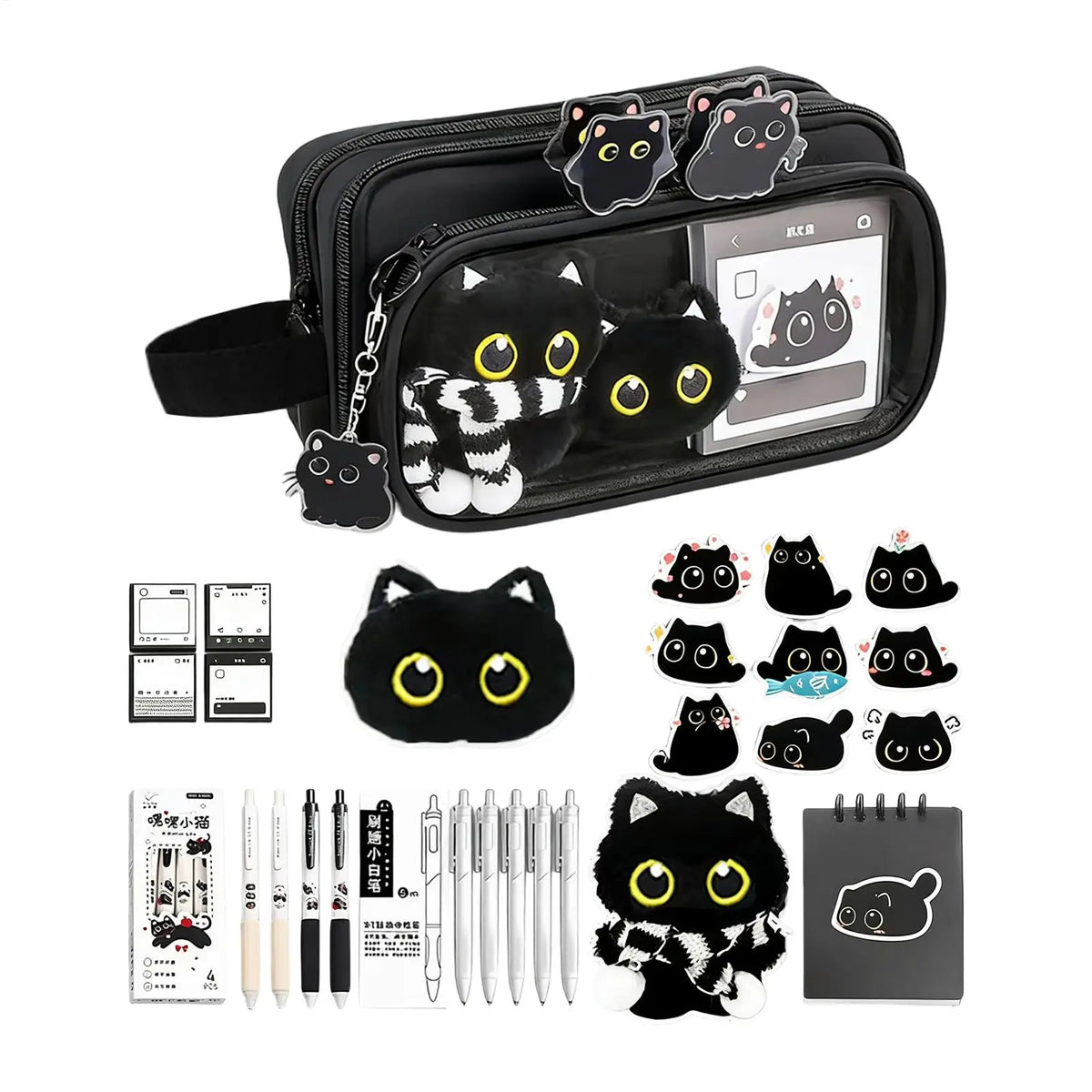 Cute Cat Pencil Case Large Capacity Stationery Set for School Pencil Case Set PLUSH