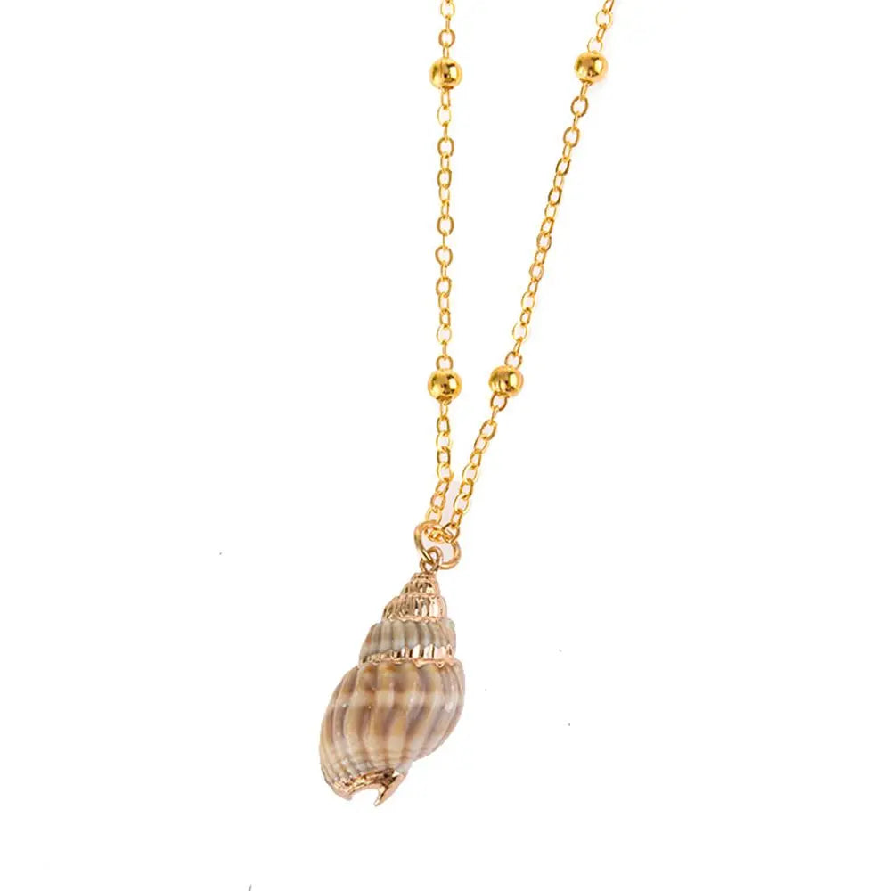 Boho Cowrie Conch Shell Pendant Necklace – Women's Beach Shell Pendant Necklace PLUSH