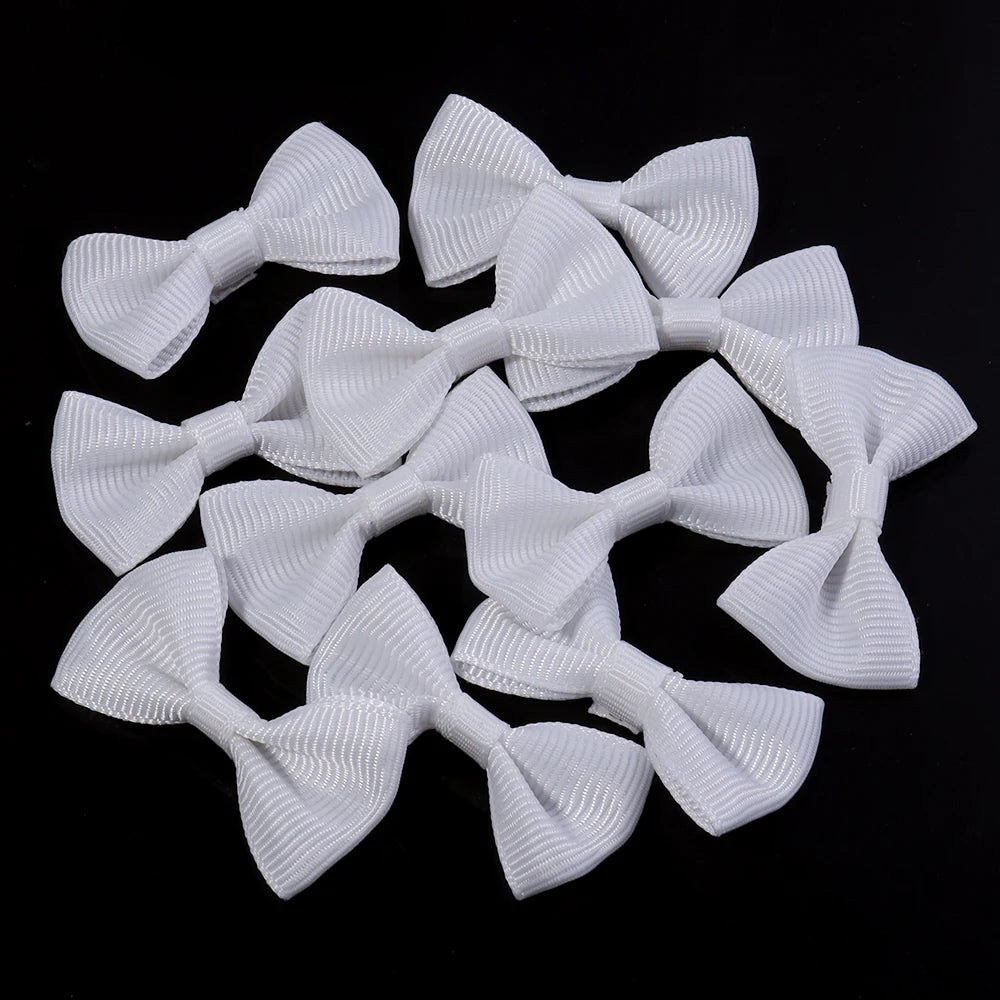 30pcs Mini Satin Ribbon Bows 2.5x4cm – Colorful DIY Craft Bows Ribbon Bows PLUSH White 2.5X4cm