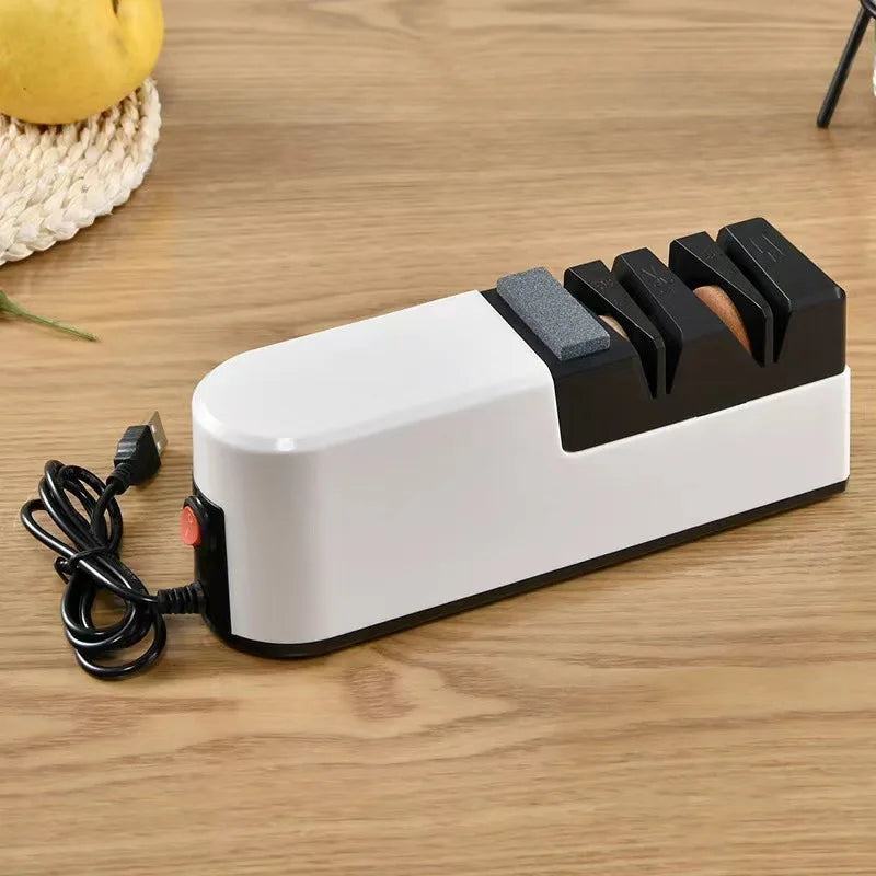 5-in-1 Diamond Electric Knife Sharpening System | Pro Sharpener Electric Knife Sharpener PLUSH white USB