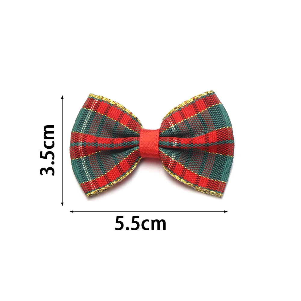 10pcs Gold-Edge Plaid Christmas Bows – Gift & Hair Decor Christmas Craft Bows PLUSH