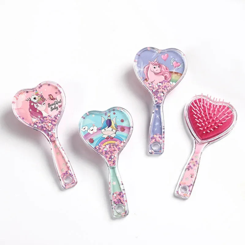 Unicorn Heart Detangling Hair Brush – Pink Massage Comb Detangling Hair Brush PLUSH