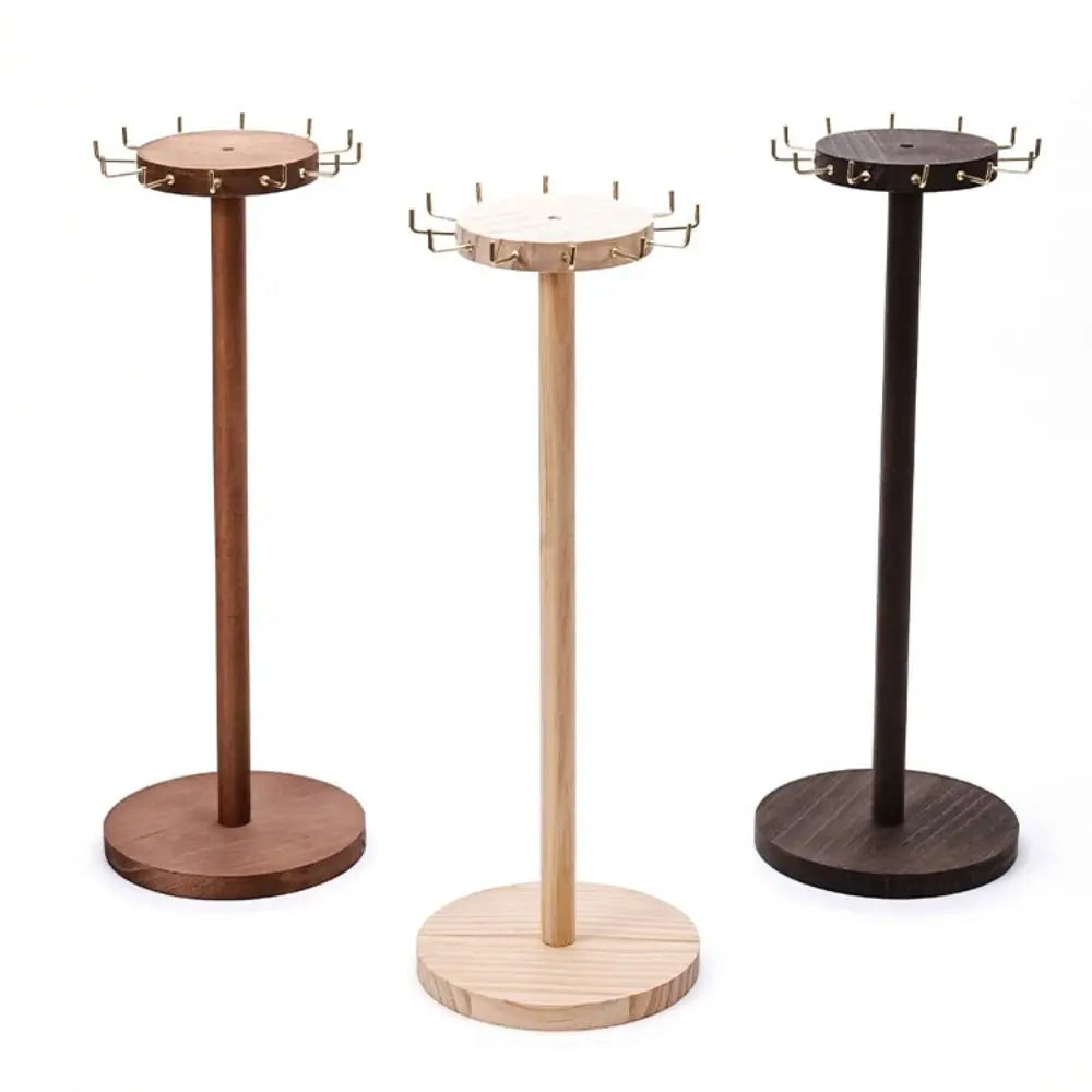 Solid Wood Jewelry Organizer Stand with 12 Hooks | Display Rack Jewelry Display Stand PLUSH