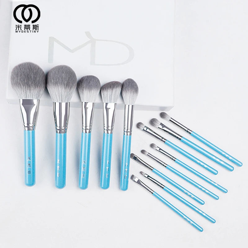 MyDestiny Blue Iris 13-Pc Makeup Brush Set – Super Soft Makeup Brush Set PLUSH