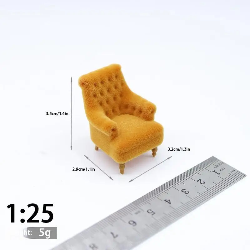 Mini Flocked Dollhouse Armchair 1:12–1:30 Scale Sofa Chair Dollhouse Furniture PLUSH A8