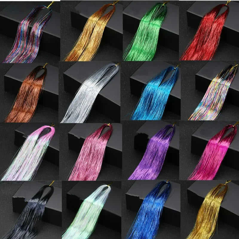 Sparkle Hair Tinsel Extensions 100cm – Colorful Braiding Dazzles Hair Tinsel Extension PLUSH