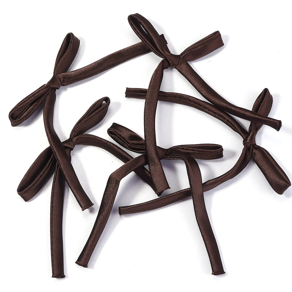 10pcs Satin Ribbon Bows 7x12cm – Colorful Bowknot Ornaments Ribbon Craft Bows PLUSH Brown 7X12cm