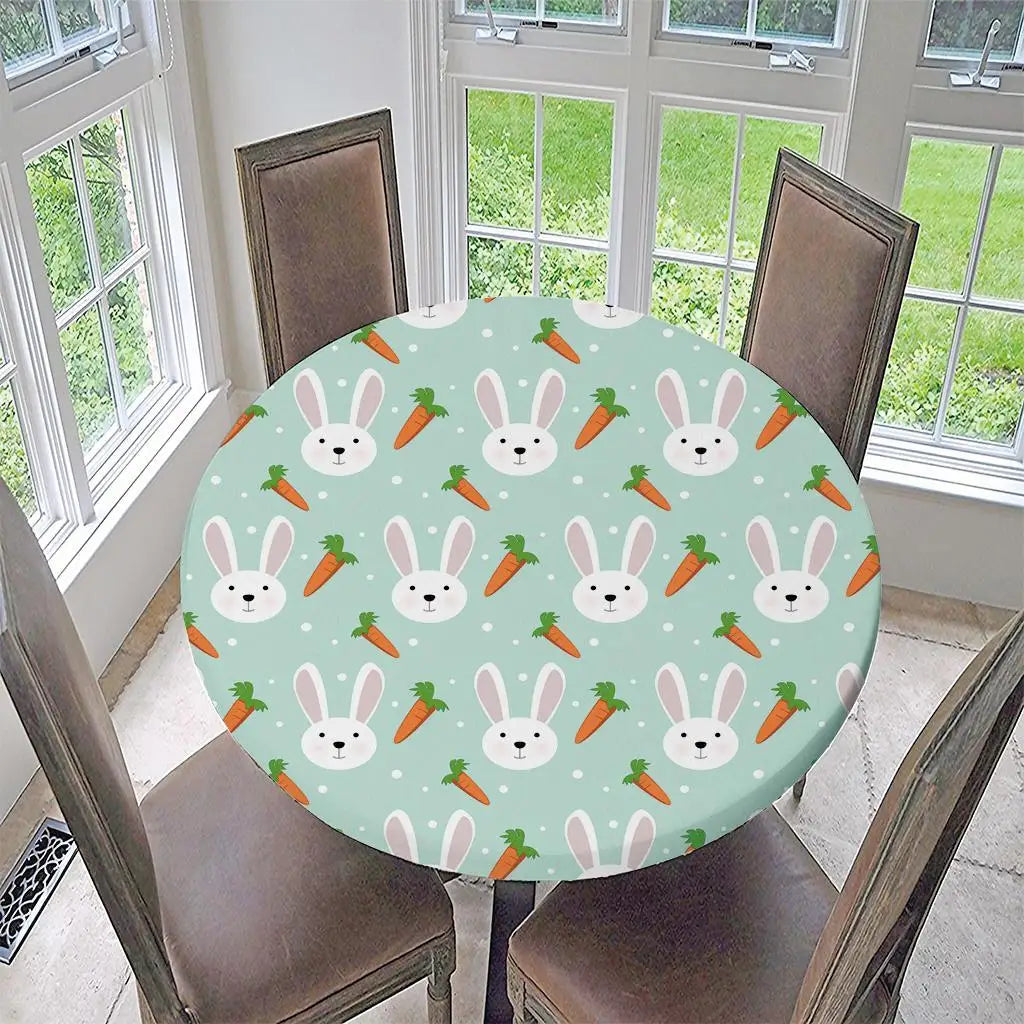 Waterproof Round Elastic Tablecloth – Non-Slip Classic Pattern Round Elastic Tablecloth PLUSH H150cm60Inch