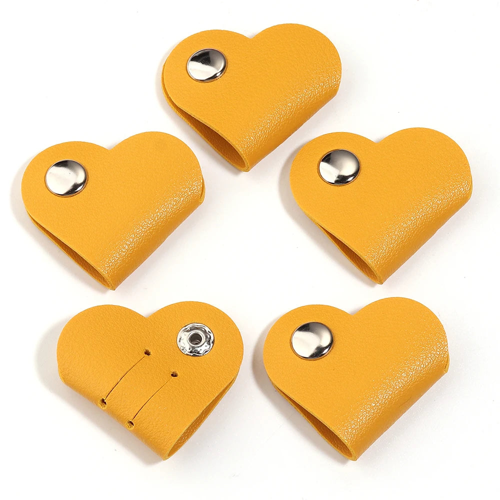 5pcs Heart PVC Cable Clips – Cord & Wire Organizer Holder Cable Organizer Clips PLUSH yellow