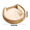Woven Cat Basket Bed with Cushion & Pillow – Washable Cat Basket Bed PLUSH 1PC
