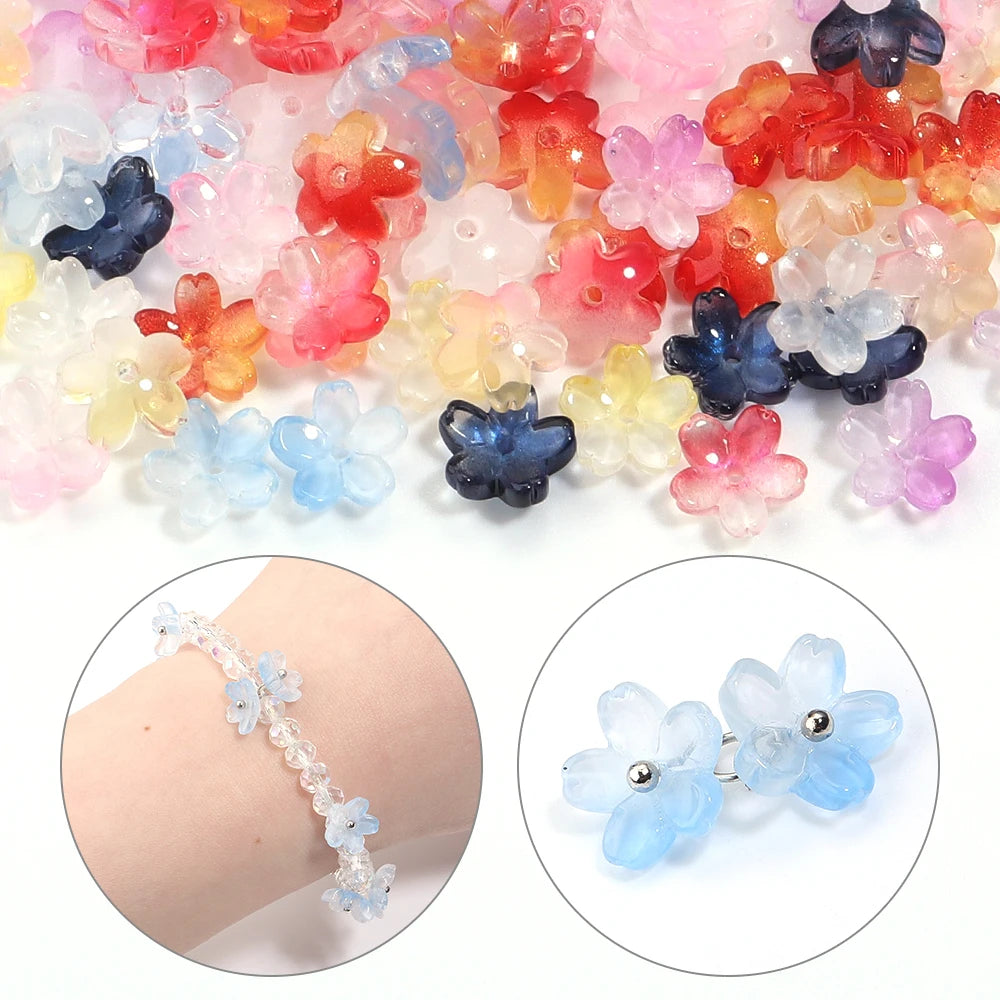 50pcs Cherry Blossom Czech Glass Spacer Beads – DIY Jewelry Glass Flower Beads PLUSH
