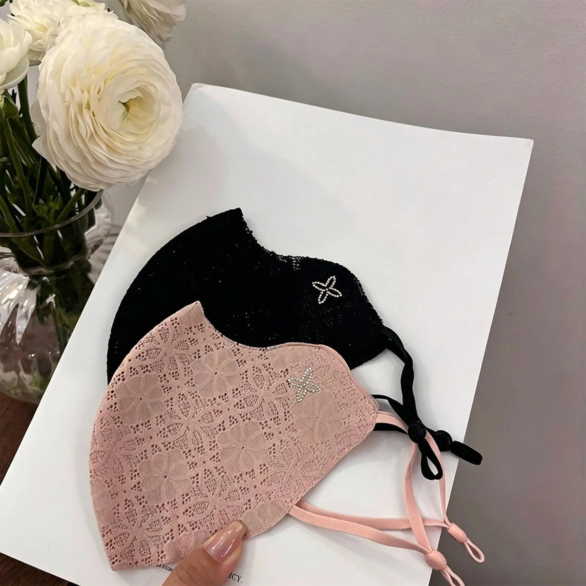 Women's UPF50+ Lace Sun Face Cover – Breathable UV Shield Sun Face Cover PLUSH