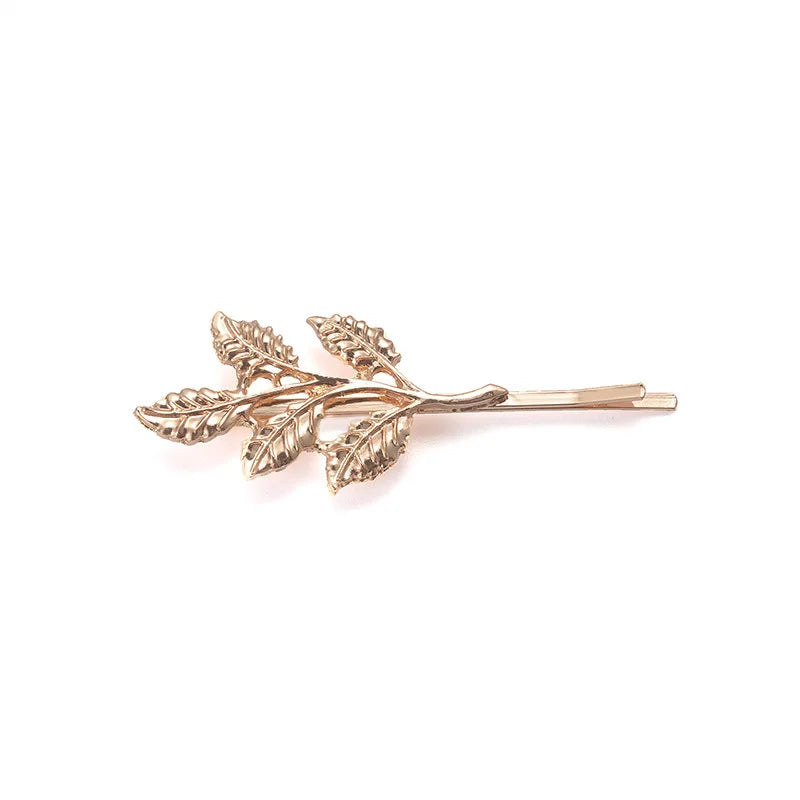 Pearl Metal Leaf Hair Clips – Golden Olive Branch Barrettes Hair Clips & Barrettes PLUSH