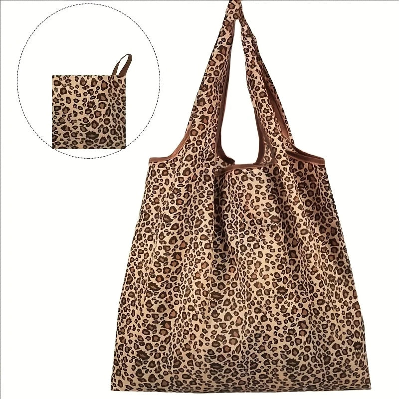 Large Leopard Print Foldable Tote Bag for Women | Shopping Bag Foldable Tote Bag PLUSH