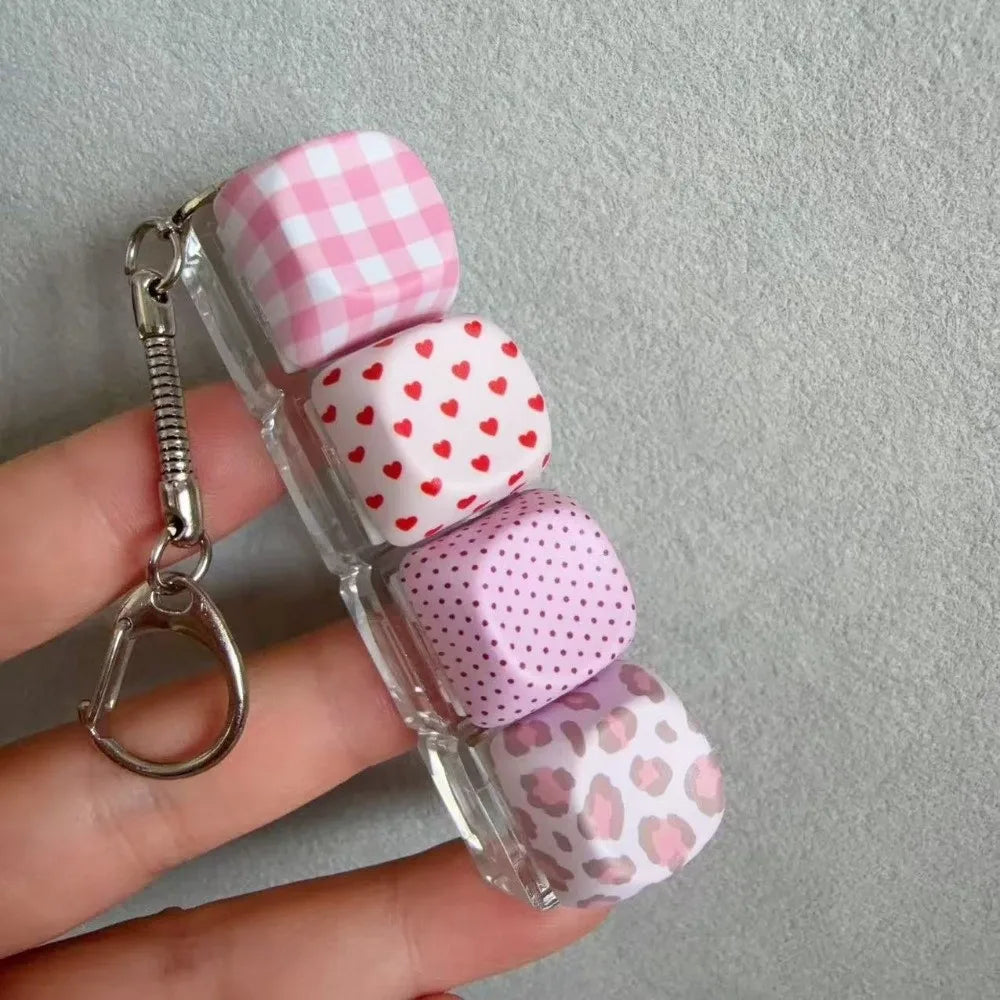 PBT 4-Key Fidget Keychain LED Click Sound Snake Chain Fidget Keychain PLUSH With Light-Pink Grid
