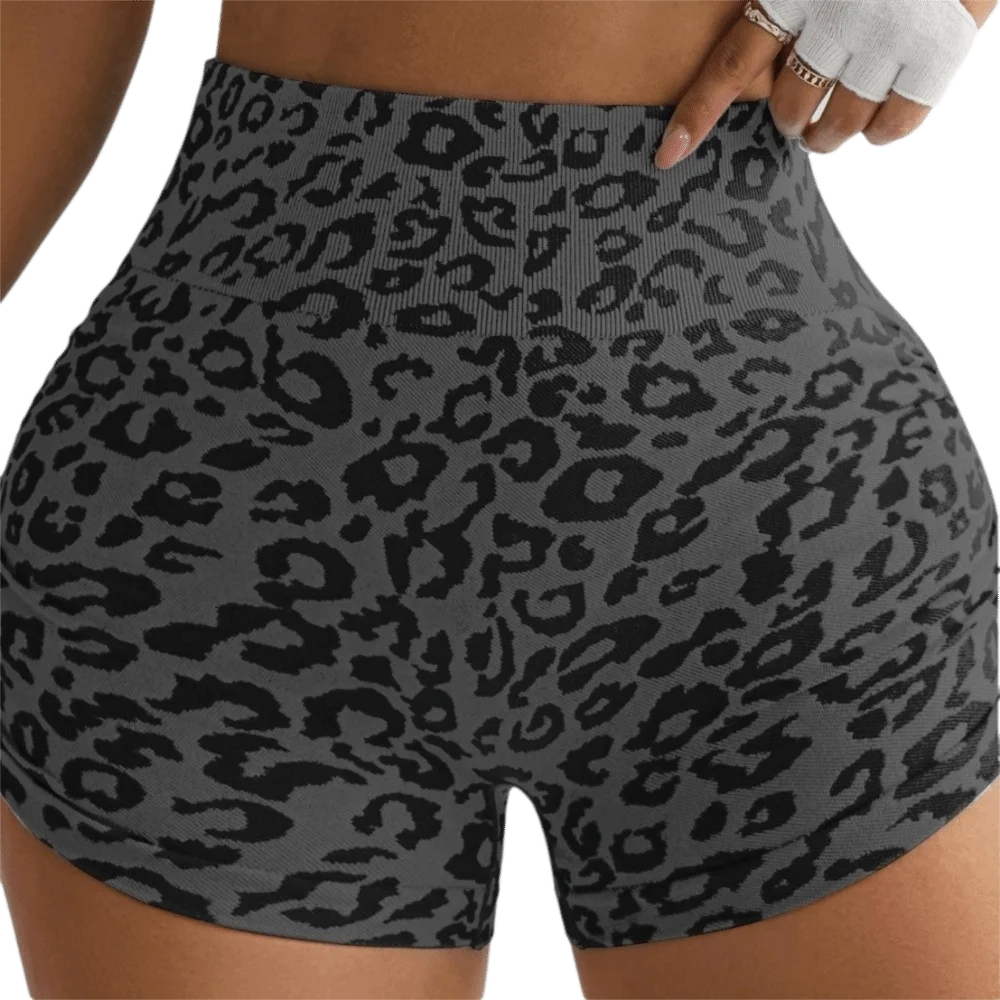Women's High Waist Seamless Yoga Shorts – Leopard Print Women's Yoga Shorts PLUSH Black S