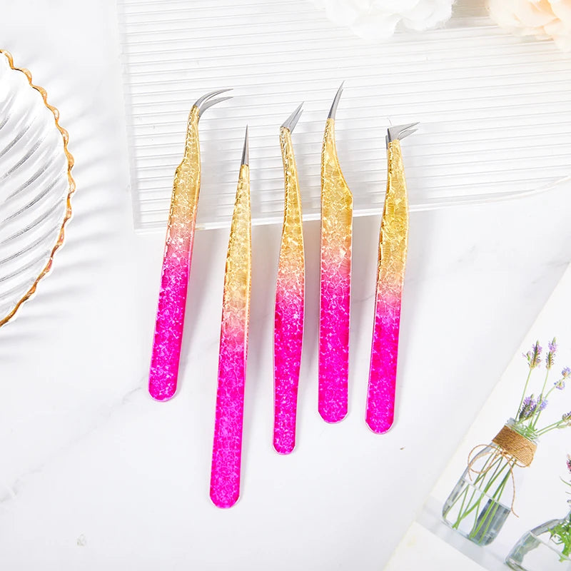 Gradient Stainless Steel Lash Extension Tweezers – Precision Lash Extension Tweezers PLUSH