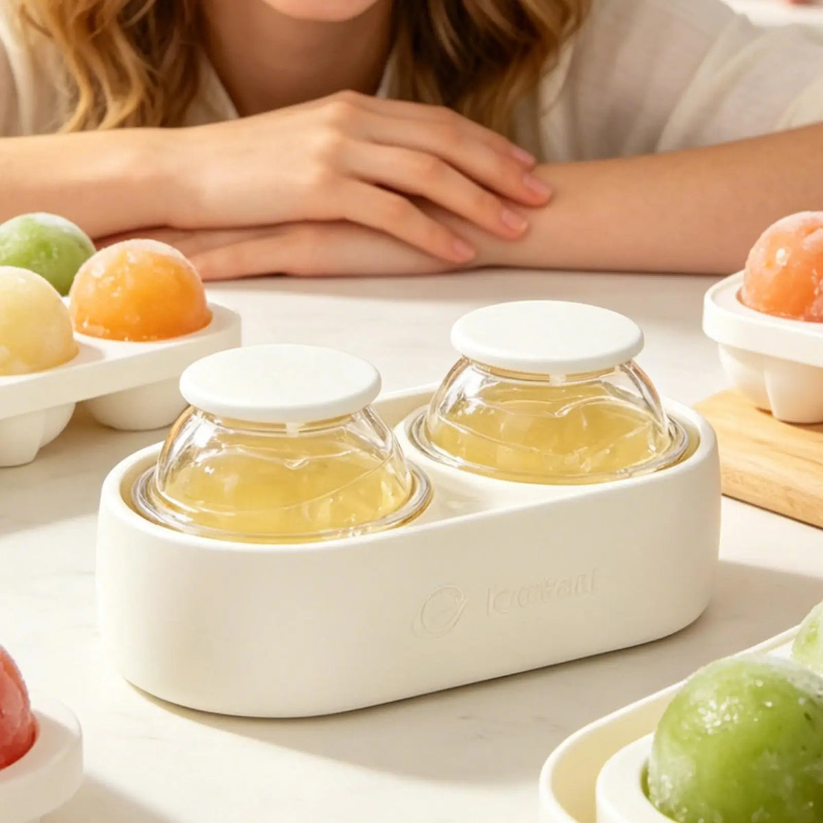 Silicone Ice Ball Mold 2-Cavity Sphere Tray with Lid – Whiskey Ice Ball Mold PLUSH