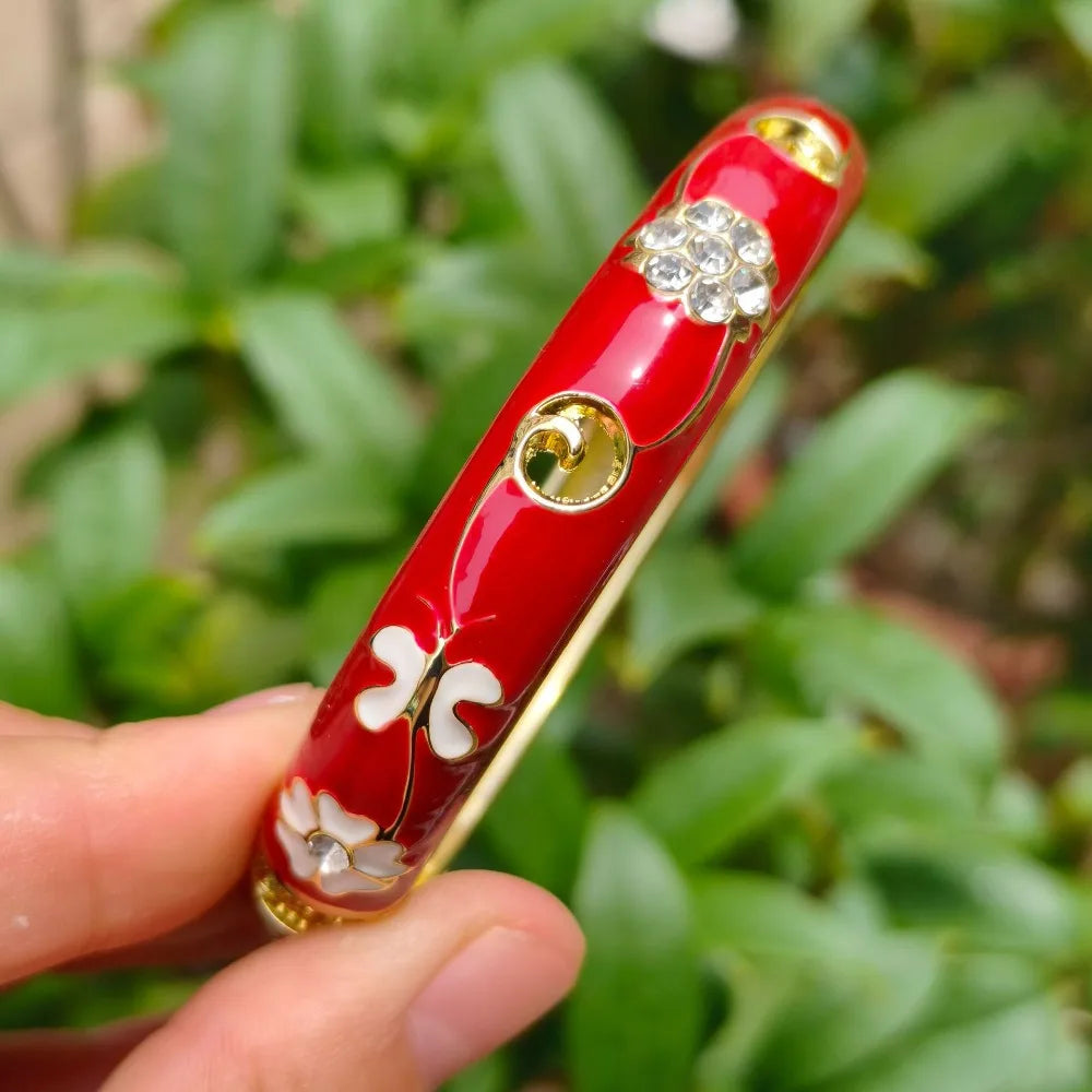 Cloisonné Enamel Bangle – Vintage Chinese Rhinestone Jewelry Enamel Bangle PLUSH 2