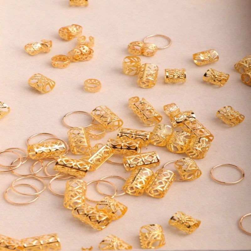 80pcs Metal Hair Braid Cuffs – Dreadlock Rings & Clips Set Hair Braid Cuffs PLUSH