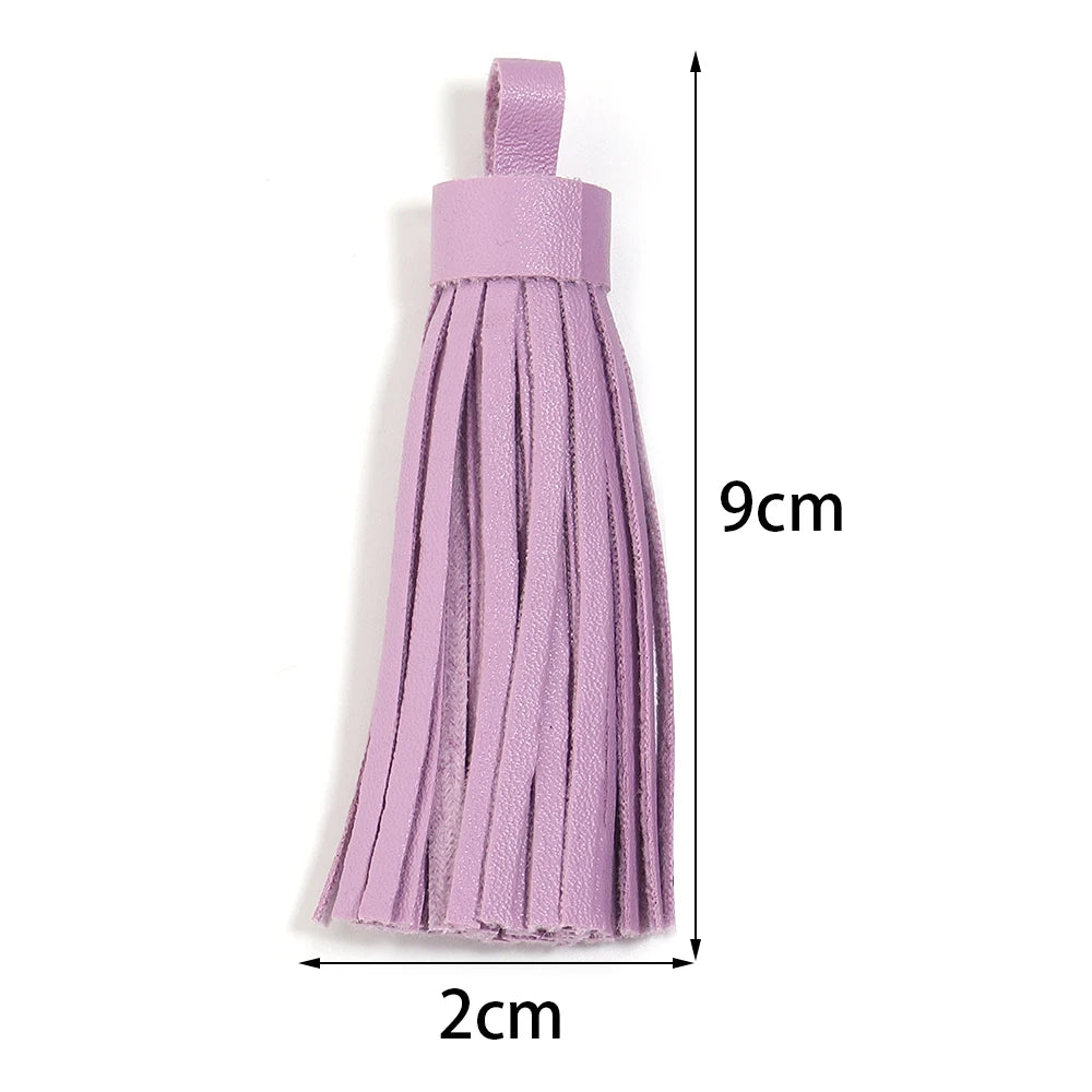 4pcs 9cm PU Leather Tassel Pendants – Bag Charm & DIY Jewelry Tassel Pendants PLUSH