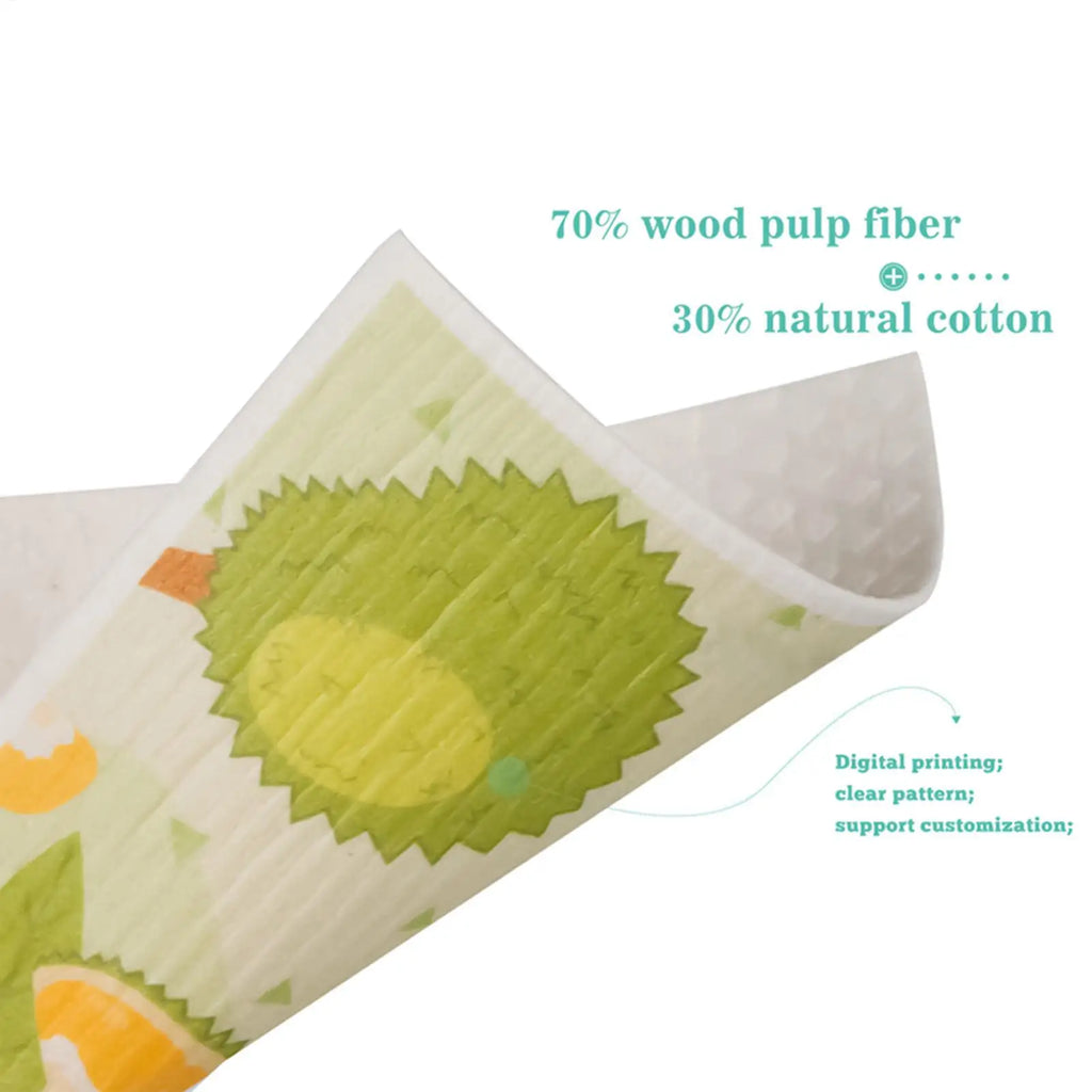 Reusable Wood Pulp Cotton Dishcloths & Scouring Pads Kitchen Cleaning Cloths PLUSH