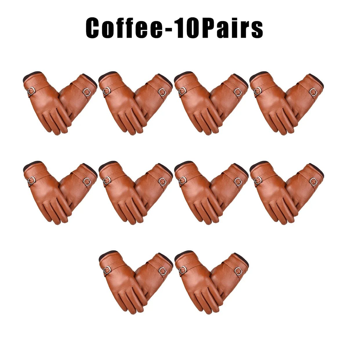 Windproof Thermal Touchscreen Leather Gloves – Winter Sports Winter Sports Gloves PLUSH Coffee 10Pairs