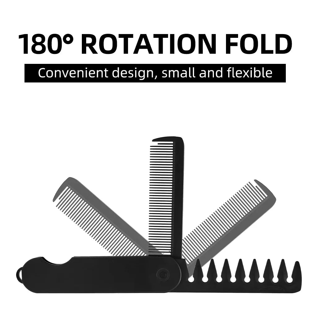 3-in-1 Folding Pocket Comb – Wide Tooth Beard Barber Comb Hair Styling Comb PLUSH
