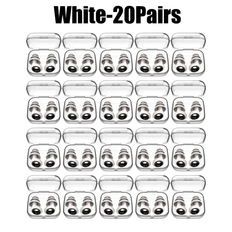 Silicone Earplugs Noise Reduction Soundproof Sleep Ear Plugs Noise Reduction Earplugs PLUSH White-20Pairs