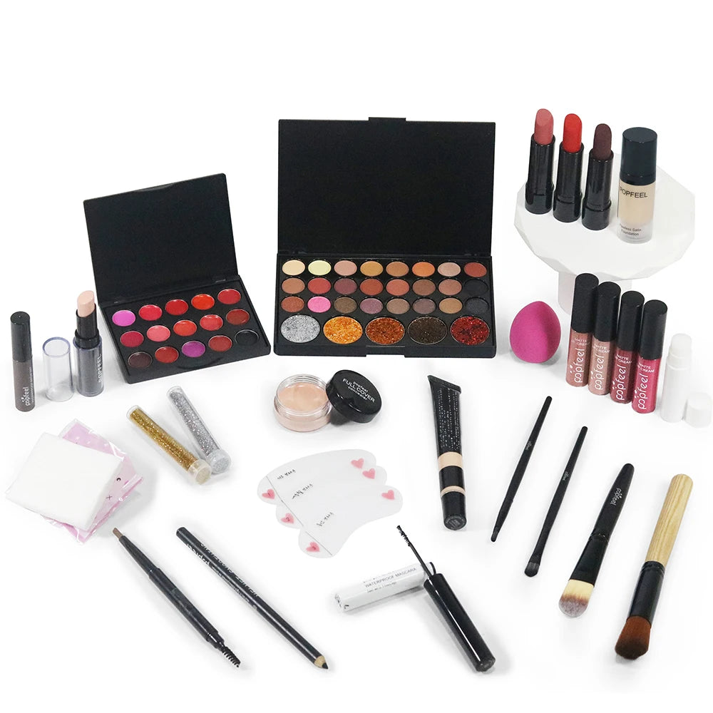 POPFEEL 27-Piece Holiday Makeup Set – Eyeshadow, Lipstick & More Makeup Gift Set PLUSH