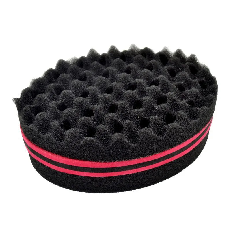 Oval Double-Sided Magic Twist Hair Sponge Brush for Natural Hair Hair Twist Sponge PLUSH Red 1Pc