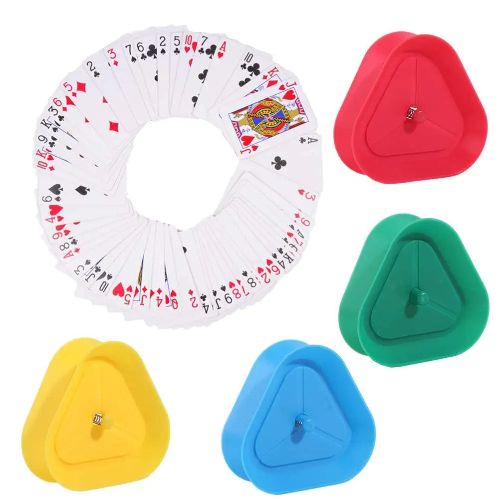 4-Pack Triangle Playing Card Holders – Hands-Free Poker Stands Card Game Accessory PLUSH